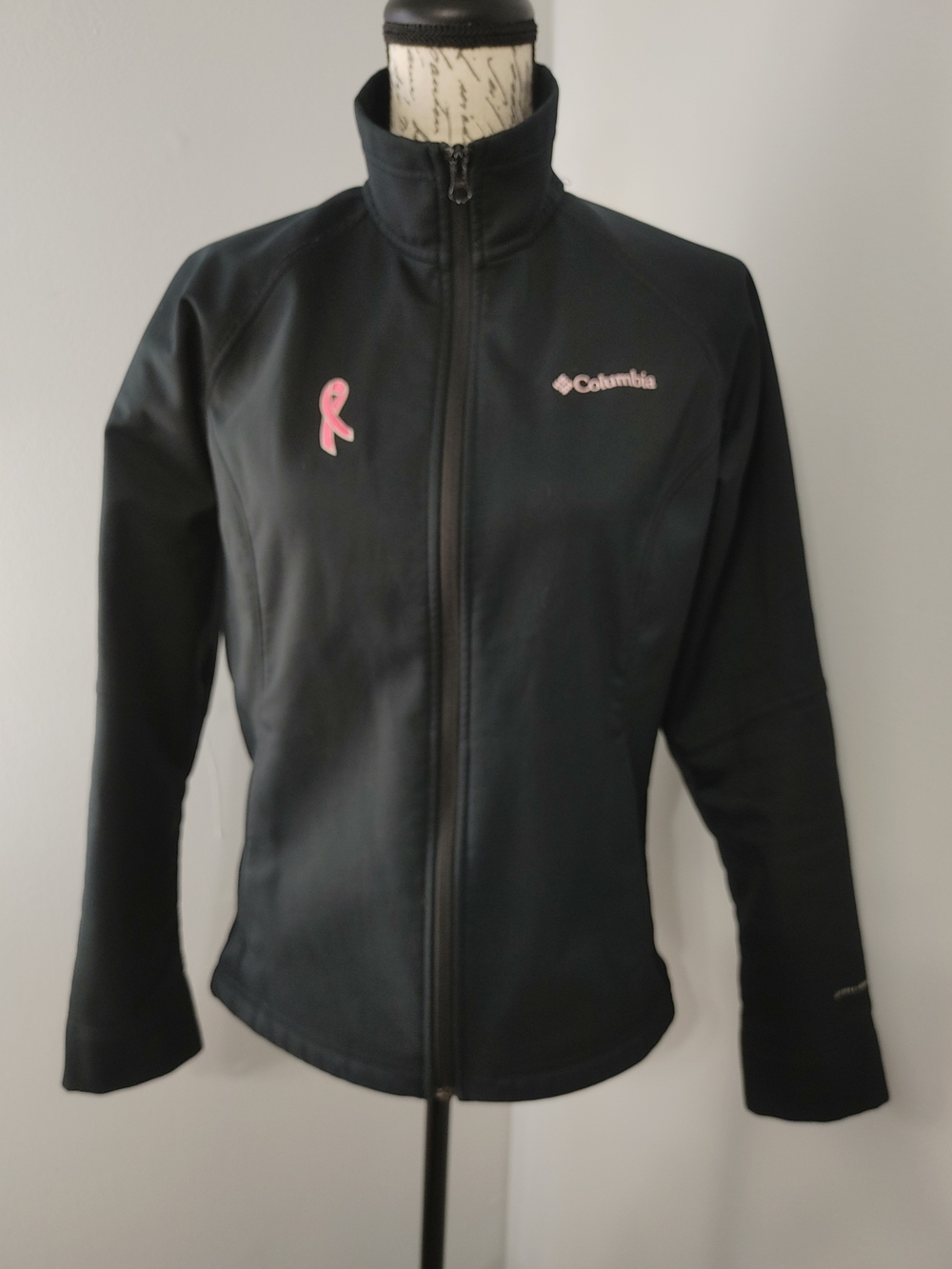 Columbia Women's Black Omni-Shield Full Zip Jacket Pink Ribbon Awareness M